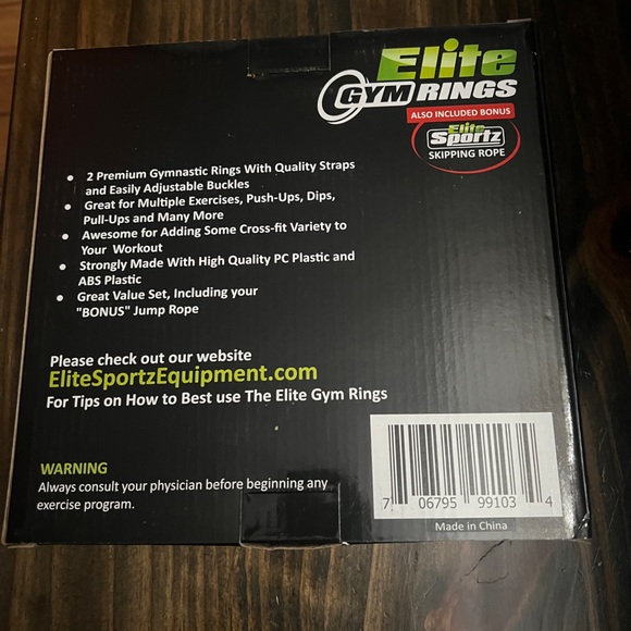 Elite Gym Rings with Bonus Skipping Rope Cross fit - Picture 2 of 3